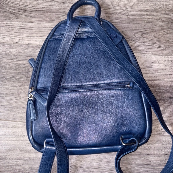Elegant Navy Leather Backpack - Picture 3 of 8